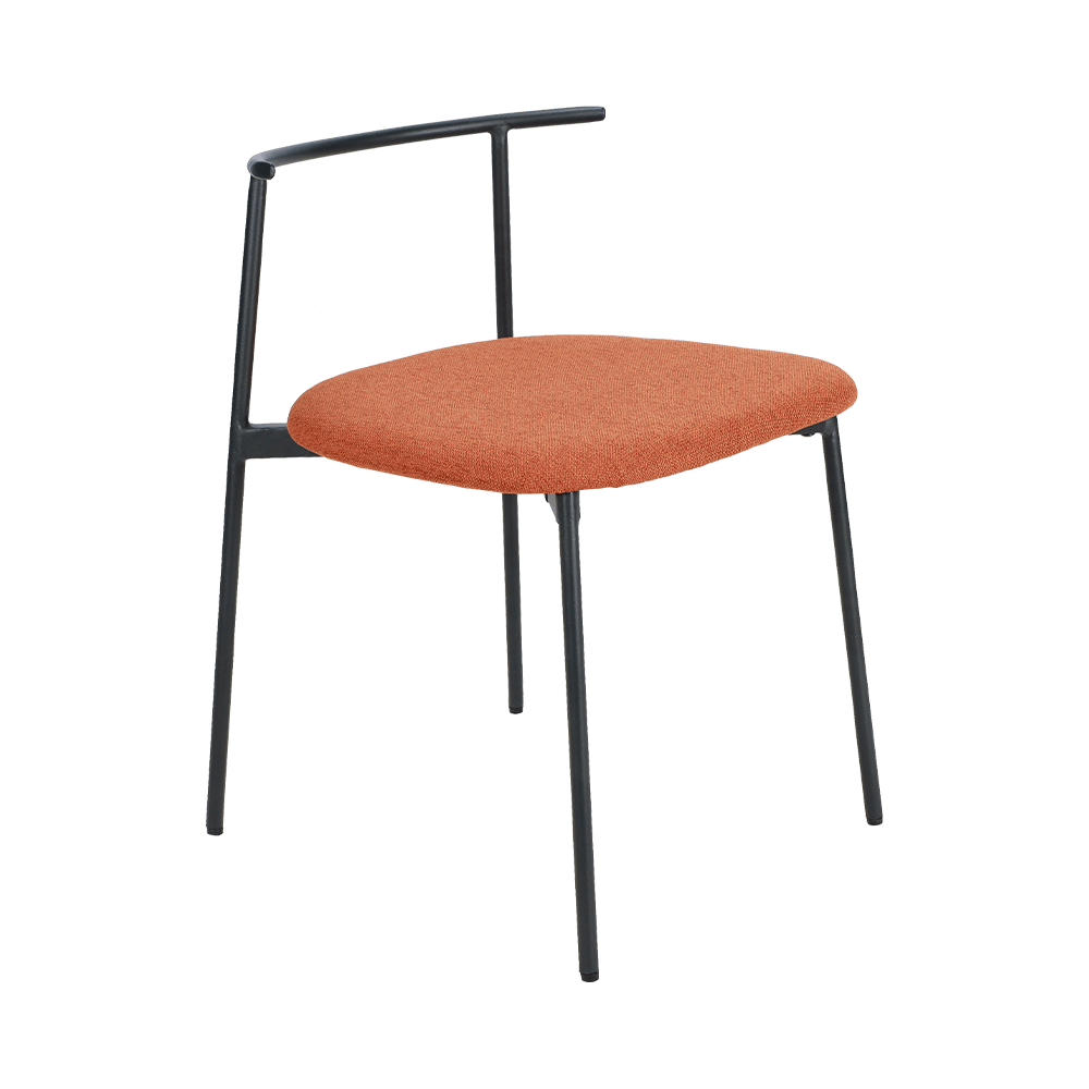 برتقالي منحني الساق المعدنية كرسي الطعام